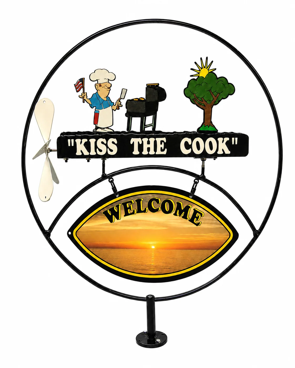 Kiss The Cook metal sign