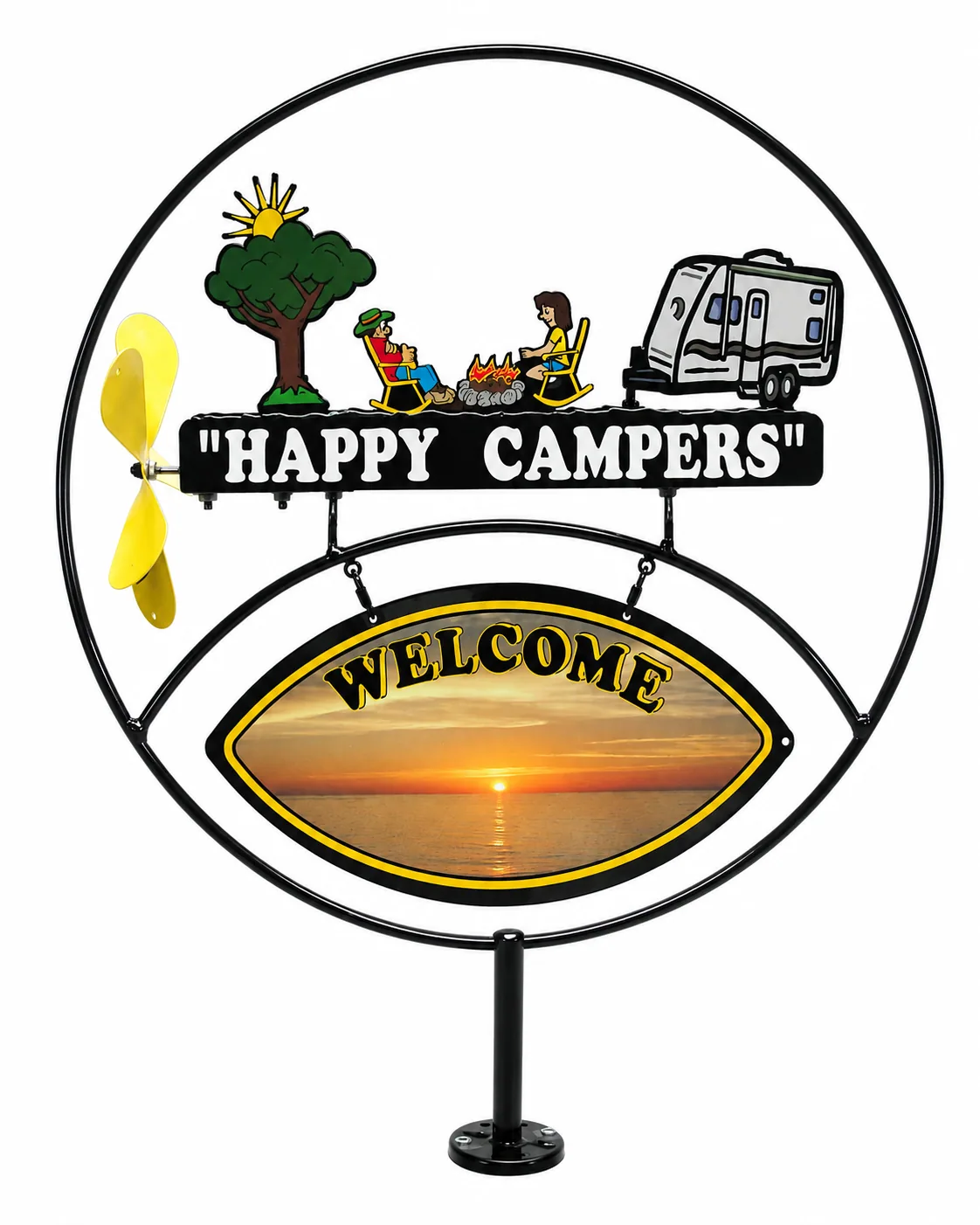 Happy Campers metal sign