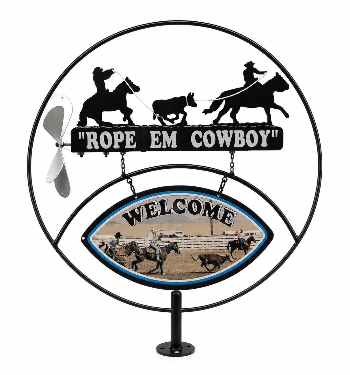 Rope Em Cowboy metal sign
