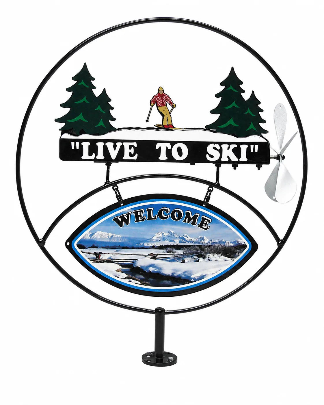 Live To Ski metal sign
